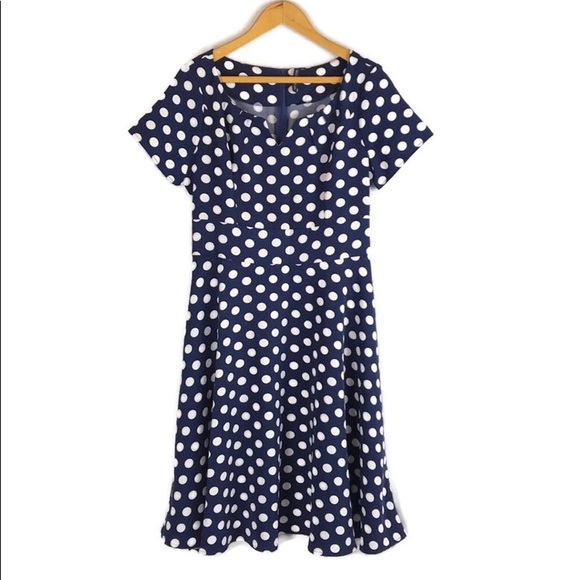 Miusol Dresses & Skirts - Miusol Navy Blue Polka Dot Dress Size M